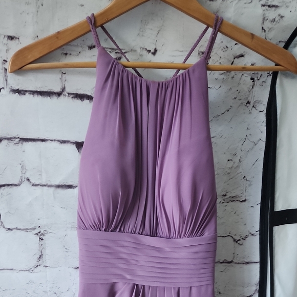 Azazie Bonnie Stretch Wisteria A-Line Pleated Stretch Satin Dress Bridesmaid A6 - Picture 5 of 15